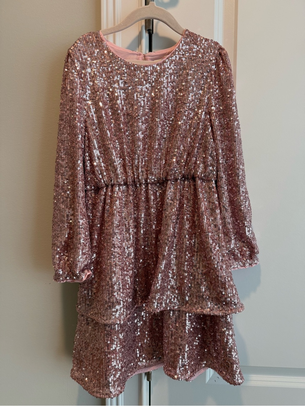 Vineyard Vines Girls' Rose Gold Sequin Tiered Dress